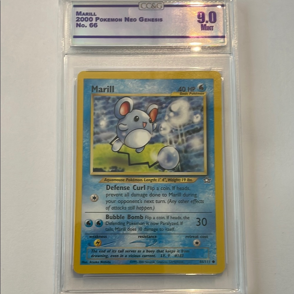 2000 Marill Pokémon Card Graded 9